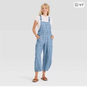 Universal Thread Barrel leg denim overalls 8